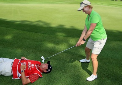 Taken for HSBC Championship caddy party.  Mikey won 'Longest Suffering Caddy' two years running!