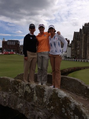 2013 British Open - St Andrews Swilken Bridge with Stacey Keating and Juli Inkster